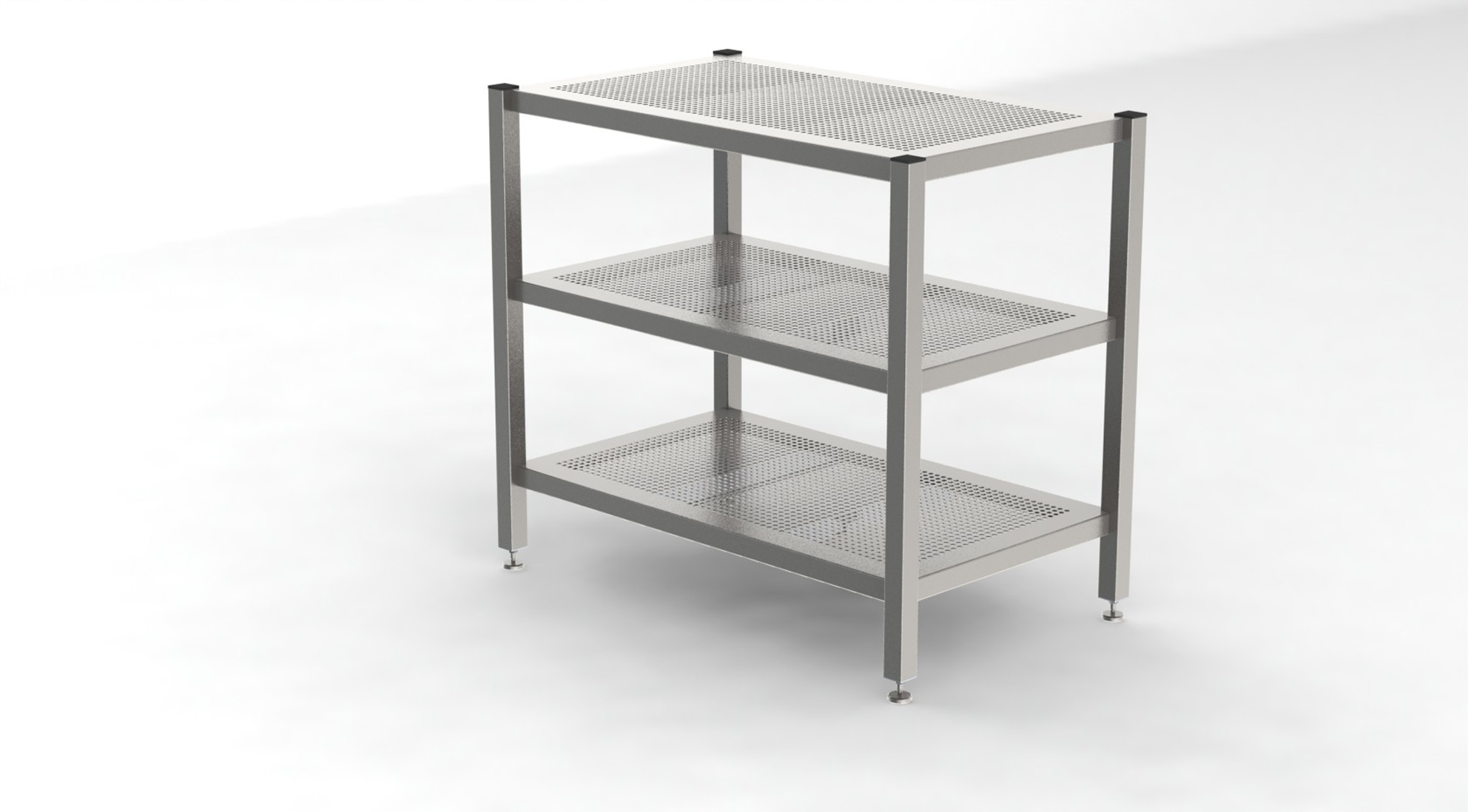 Cleanroom Rack with 3 Perforated Shelves - Cleanroom Equipment